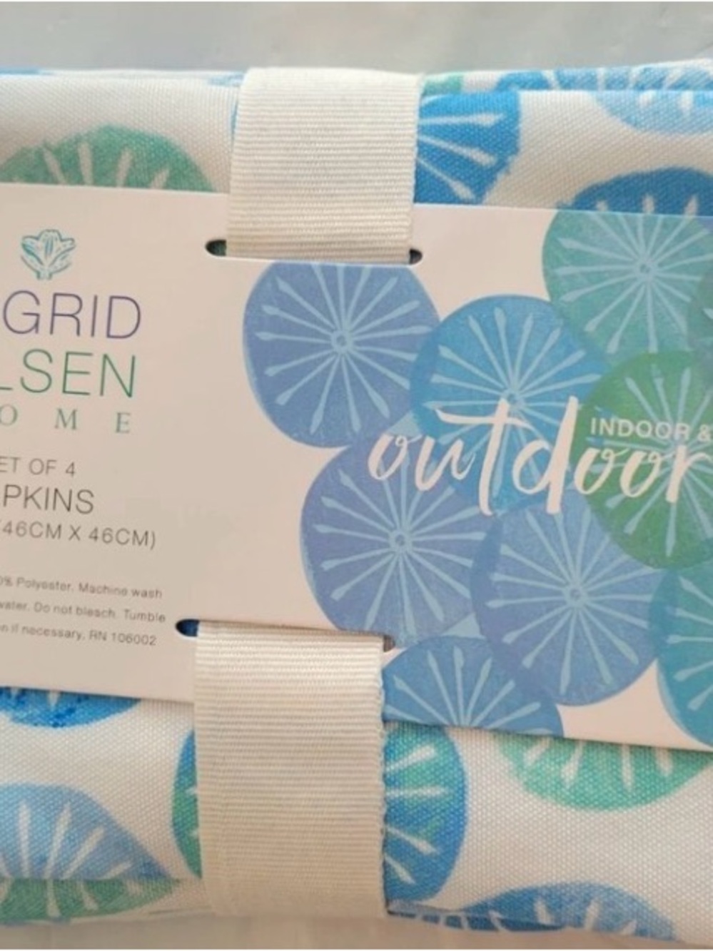 Sigrid Olsen 4pk Napkins 18” x 18” Indoor Outdoor Coastal Nautical Summer Shells
